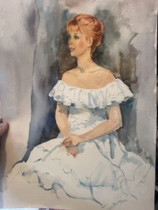 Original quality vintage art "Sophisticated lady" WATERCOLOR - Picture 1 of 5