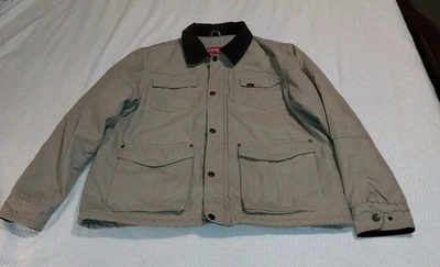 Wrangler Hero Denim Kakhi Jacket Mens XL Sherpa Lined Corduroy Collar Zip Snap - Image 1 of 4