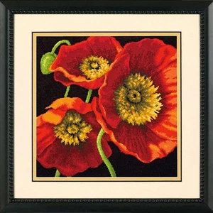 D71-20073 - Dimensions Needlepoint Kit - Red Poppy Trio - Picture 1 of 1