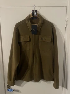 Fred Perry Fleece Overshirt Brown Large Brand New With Tags - Picture 1 of 21