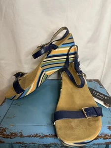 Vionic Keilsandale Orthaheel Technologie Jute Material Absatz Neu mit Etikett Größe 11 blau - Bild 1 von 7