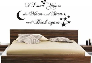I LOVE YOU TO THE MOON & BACK CH NURSERY CHILDRENS QUOTE WALL ART STICKER HOME - Picture 1 of 1
