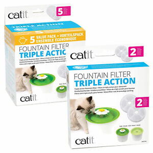 Catit Triple Action Filter Packs 2pk 5pk for Flower Water Fountain Cat Dog Bird 