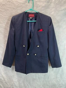 Vintage Sasson Damen 4-Knopf Zweireiher Blazer Jacke dunkelblau Gr. 4 - Bild 1 von 24