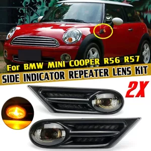 Pair Smoked Indicator Repeater Side Marker Light For BMW MINI COOPER R56 R57 - Foto 1 di 8