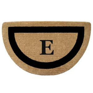 Half Round Heavy Duty Coir Mat - Single Picture Frame (22" x 36") Monogram "E" - Picture 1 of 4