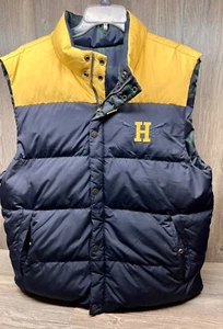 Tommy Hilfiger Men's Reversible Blue Yellow Color Block Plaid Down Puffer Vest - Picture 1 of 7