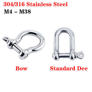 A2 A4 Stainless Steel Shackle Bow Hex Dee D 304 316 Screw Pin Chain Ring