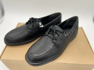 Vince Mens Cillian Slip On Loafer Boat Shoe Black Leather 7 M - Picture 1 of 7