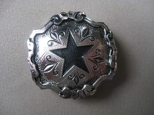 Scarf apache tie slide western square dance cowboy black star silver color NEW - Picture 1 of 3