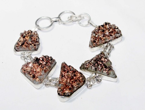 VALENTINO Bracciale Titinum Druzy fatto a mano con pietre preziose gioielli 8 pollici