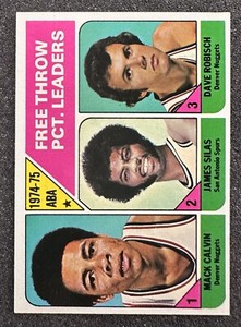 1975-76 Topps Basketball ABA Free Throw Leaders Calvin/Silas/Robisch #224 MINT