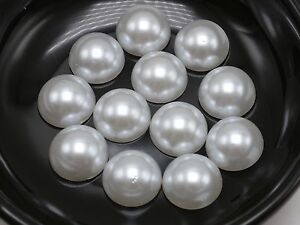 500 Pure White Half Pearl Round Beads 14mm Flat Back Semicircle Scrapbook