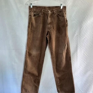 DICKIES MEN S CARPENTER PANTS JEANS ~ 32 X 32 BROWN CANVAS STRAIGHT LEG WORKWEAR - Picture 1 of 6