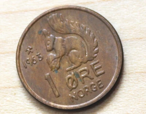 1963 Norway 1 Ore Squirrel - Picture 1 of 2