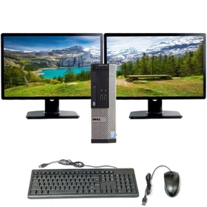 Dell Desktop Computer i3 16GB RAM 256GB SSD Dual 20in LCD Windows 10 Pro PC WiFi - Picture 1 of 8