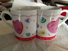 Candy Heart Mugs That "Cup" Each Other Brand New