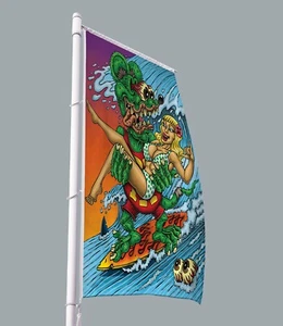 Rat Fink Surfing Flag Banner 3x5 FT Man Cave Garage Artwork Decor - Picture 1 of 5