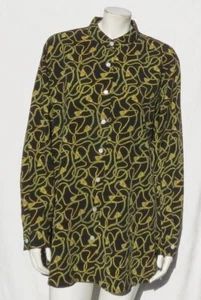Top tunica camicia NOTATIONS WOMAN US donna 1X XL nero oro catena nappe stampa - Foto 1 di 6