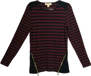 Blusa túnica F. Michael Kors M rayas multicolor manga larga nueva con etiquetas $79. N163 - Imagen 1 de 6