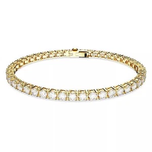Swarovski Matrix Tennis Bracelet Round Cut White Gold-Tone Plated (Size M) - Picture 1 of 4