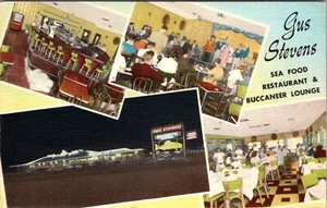 BILOXI, MISSISSIPPI - GUS STEVENS SEA FOOD RESTAURANT - VINTAGE LINEN POSTCARD - Imagen 1 de 2