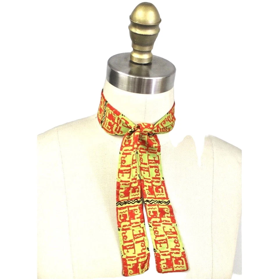 复古 Ethel Lost Her 围巾 领带! 20 世纪 50 年代人造丝橙色绿色名称是 Ethel — 第 1/4 张图片