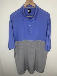FootJoy FJ Golf Polo Shirt Men’s XL Purple ColorBlock Stripe Performance - Picture 1 of 3