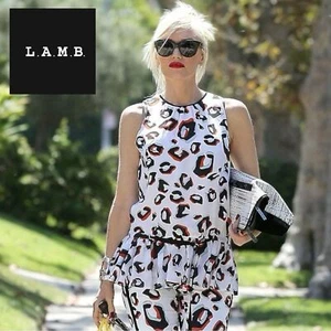 L.A.M.B 100% Silk Tank Blouse Top Peplum Leopard Belt Gwen Stefani RARE FIND | 6 - Picture 1 of 12