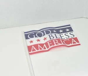 GOD BLESS AMERICA MINI PLASTIC FLAGS 5-1/4" ON 7-1/2" STICK 4TH OF JULY 1 DOZEN - Picture 1 of 4