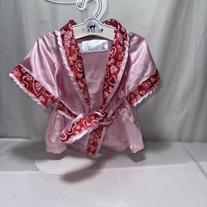 Build A Bear Pink Heart Satin Silky Robe Nightgown Pajama Dressing Gown Hearts - Picture 1 of 9