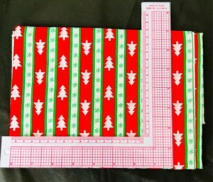 Vintage Stoff Weihnachtsbaum Streifen Baumwolle 36" x 1/2 Yard halbtransparent - Bild 1 von 1