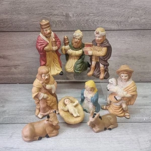 Vintage Weihnachtskrippe Porzellan Jesus 3 Könige Maria Josef 9-teiliges Set - Bild 1 von 14