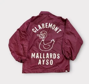 Vintage 90s Windbreaker Jacket YOUTH Size Medium Burgundy Claremont Mallards - Picture 1 of 9