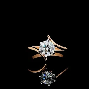 1.00 CT Round F VS2 Lab Grown diamond Engagement Ring In solitaire 18K Rose gold - Picture 1 of 4