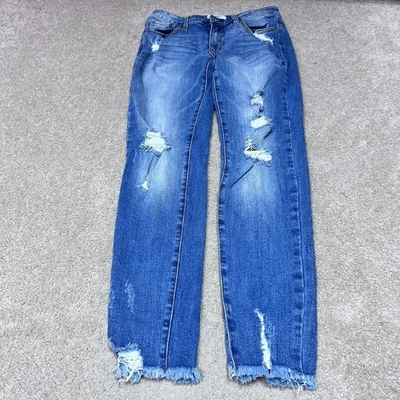 A2J Jeans Women’s Blue Skinny Pockets Distressed Size 7 - Image 1 of 4
