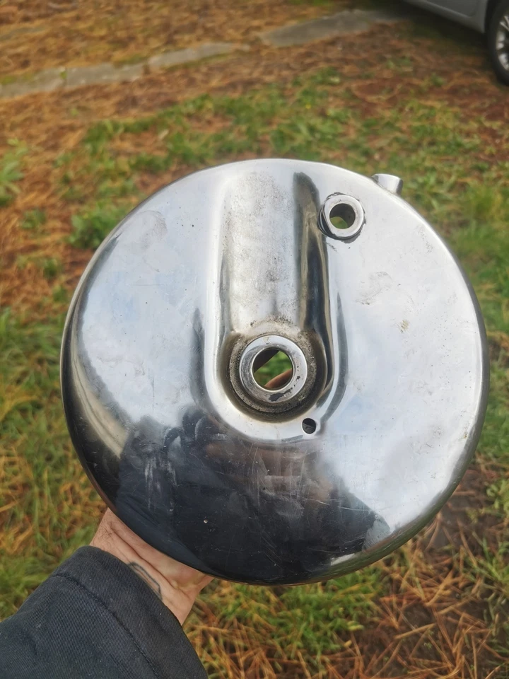 1949 Harley Davidson Hydraglide Front Brake Drum plate Panhead Chromed 44139-49 - Image 1 of 4