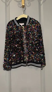 Truly Me By Sara Sara Bomberjacke schwarz bunt Pailletten Reißverschluss Mädchen 6 - Bild 1 von 9