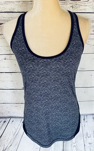 Women’s XS Athletic Tank Top Old Navy Semi Fitted Striped Racerback Gray Black - Picture 1 of 12