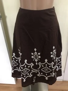 Falda bordada de algodón marrón talla 6 Peck & Peck para mujer - Imagen 1 de 3