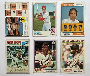 Lotto Topps Baseball HOFer 1973-78 (6) con Berra, Fisk, McCovey, Mathews, Perez - Foto 1 di 2