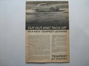 1962 Pontiac Tempest LeMans "Cut Out and Tach Up" vintage orig manufacturer's ad - Picture 1 of 1