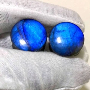 Body Jewelry Pair of Natural Blue Flash Labradorite Gemstone Naga Ear Gauge Plug - Picture 1 of 6