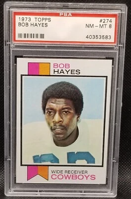 1973 Topps, PSA 8, BOB HAYES, #274, Dallas Cowboys, PSA 8, HOF - Image 1 of 2