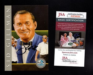 Sid Gillman Auto Signed Autographed 1998 Hof Signature Series 2141/2500 JSA