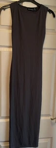 Pretty Little Thing Ladies Dress Grey Size 8 Ribbed Bodycon Stretch - Picture 1 of 2