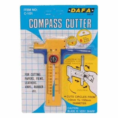 DAFA COMPASS PAPER CARD LEATHER VINYL CIRCLE APERTURE CUTTER CUTS UP TO 150mm