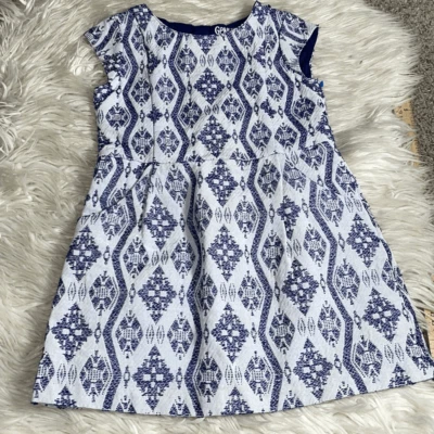 Vestido Genuino Niños de Oshkosh Niñas Talla 5T Jacquard Color Azul/Plateado/Blanco Foto 1 de 4