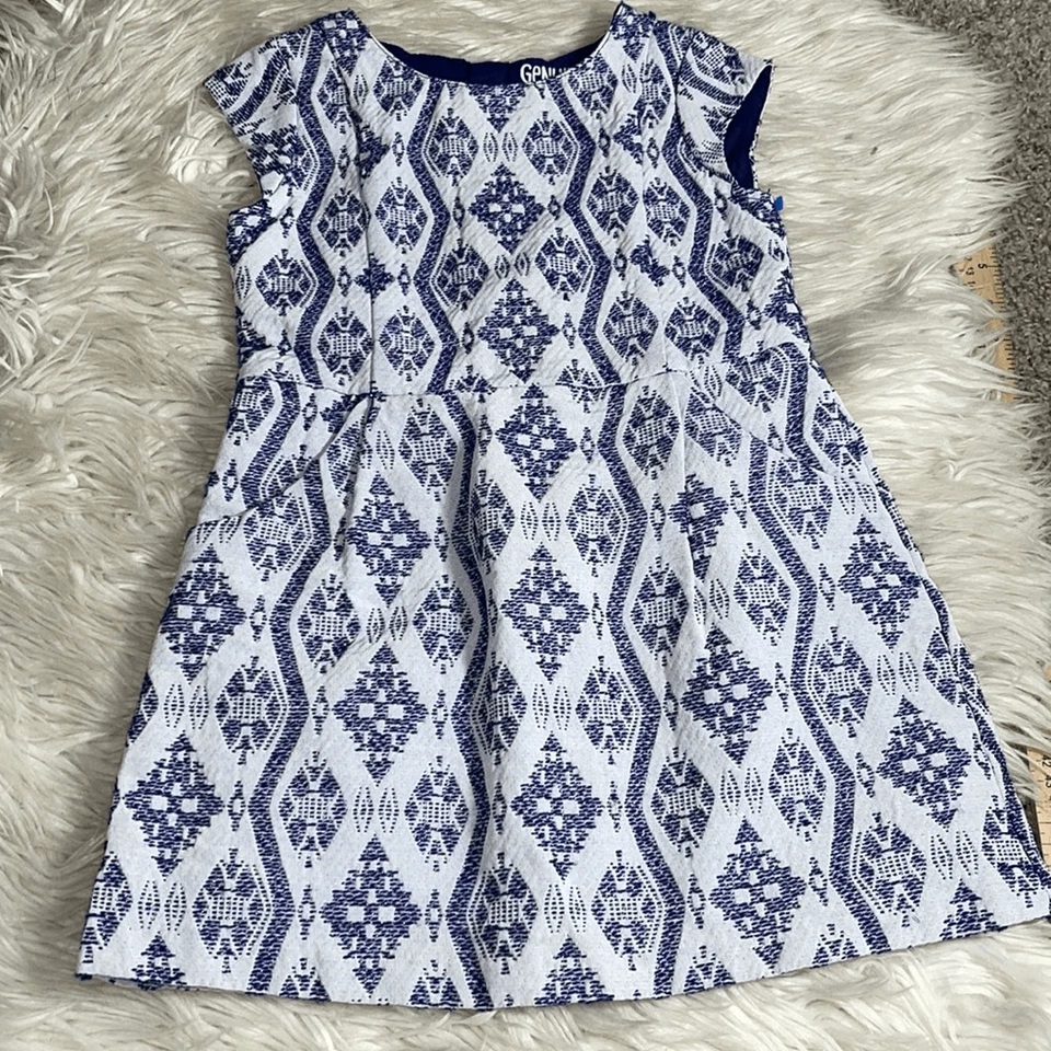 Genuine kids from Oshkosh Dress Girls Size 5T Jacquard Color Blue/Silver/White - Image 1 of 4