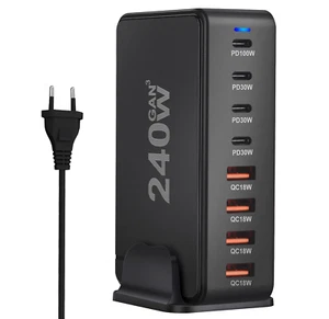 GaN 240W Schnellladegerät PD 4x USB C 4x QC 3.0 für LAPTOP IPHONE 100W MAC - Bild 1 von 9